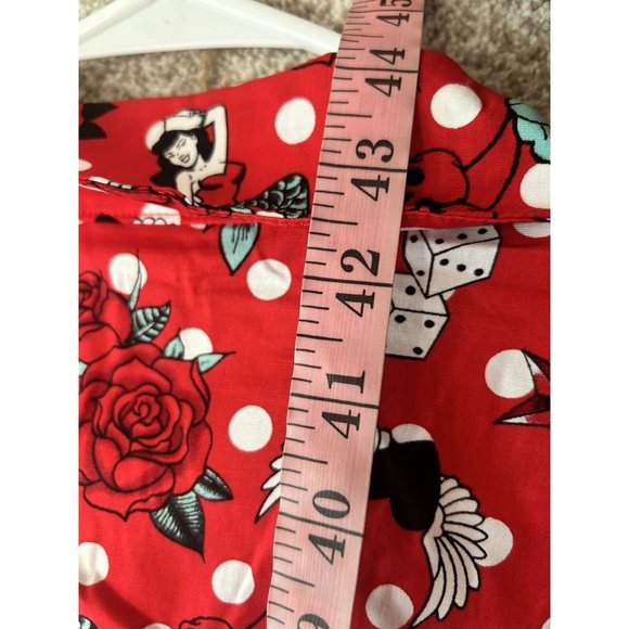 Torrid Retro Chic Red Skull Rose Love Graphic Belted Short Sleeve Midi Dress 12 - Picture 7 of 7